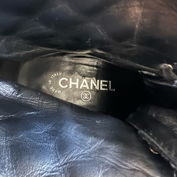 Chanel black wool tweed combat boots chain detail with certificate of authentic - Picture 14 of 16